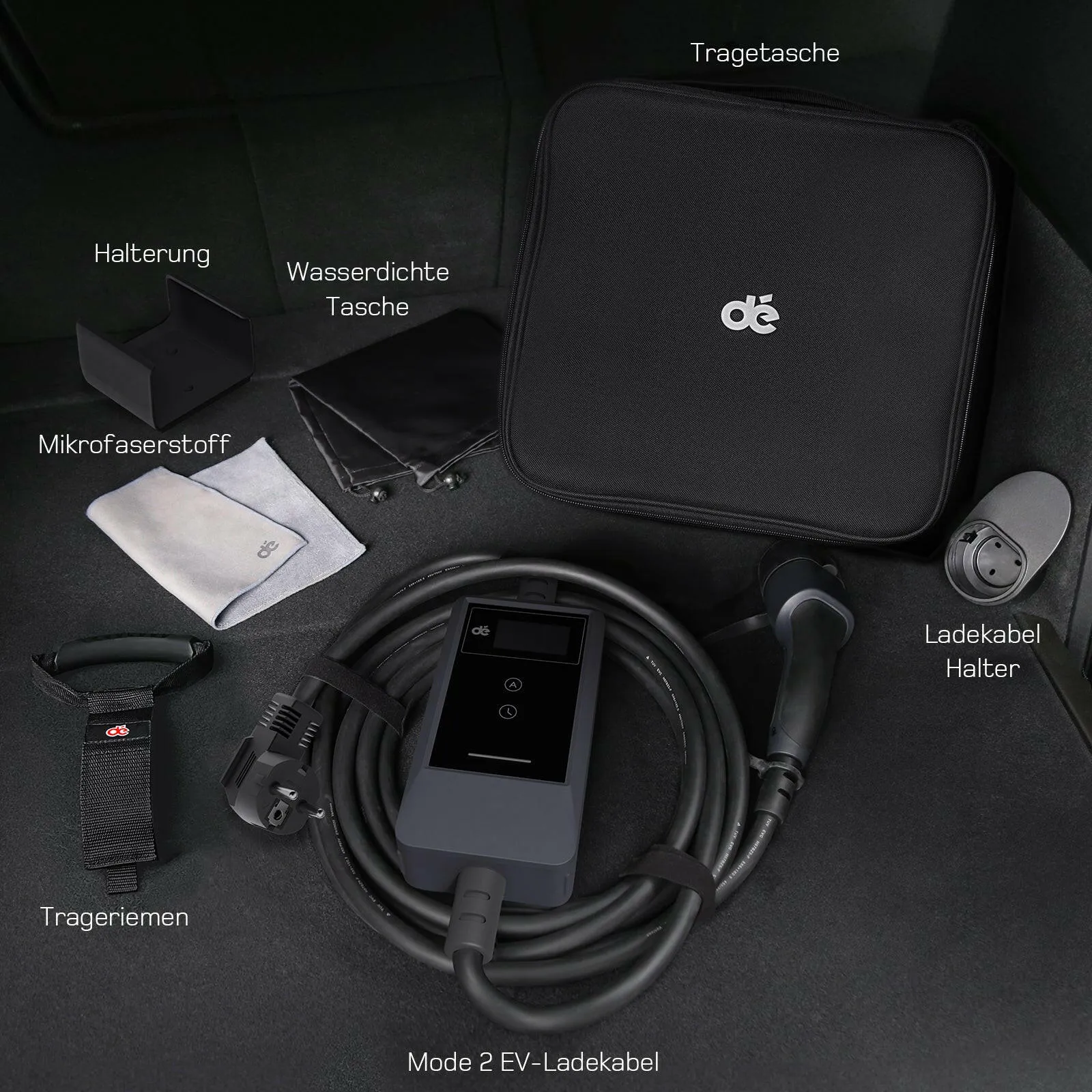 Wandhalterung und Tasche für mobiles Ladegerät