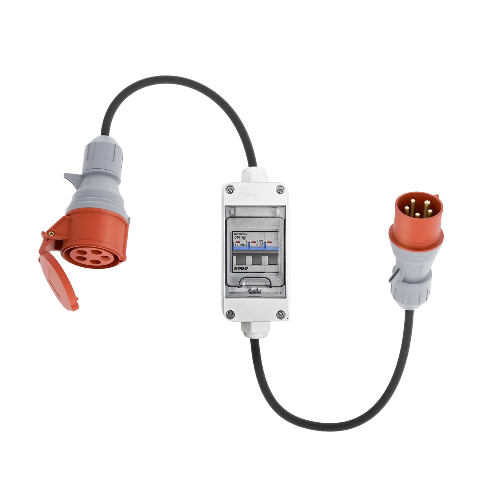 dé CEE-Adapter 32A Stecker auf 16A Kupplung mit Sicherungsautomat