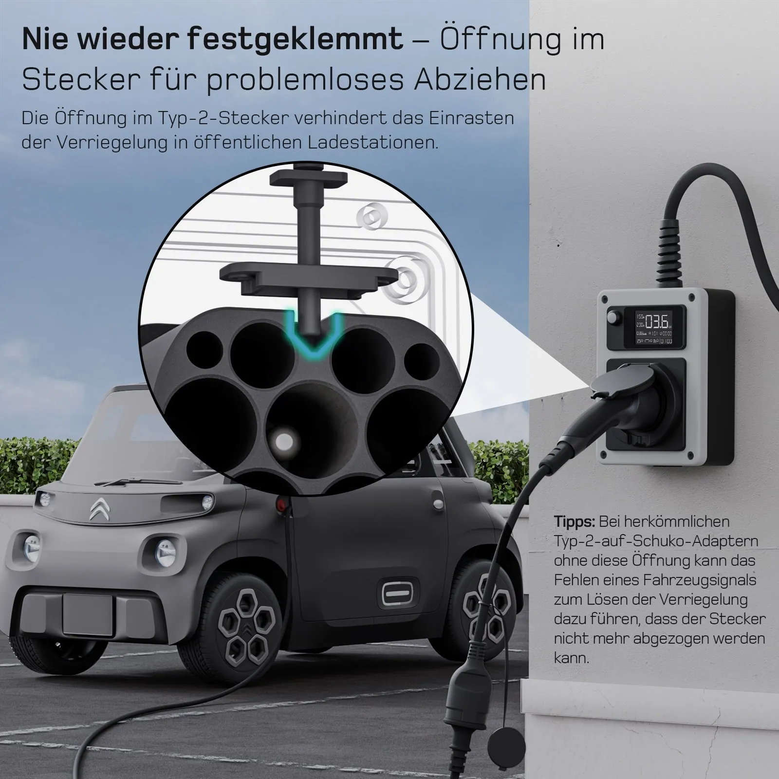 dé Ladeadapter Typ 2 Stecker auf Schuko Kupplung 16A – 5 Meter Ansicht 3