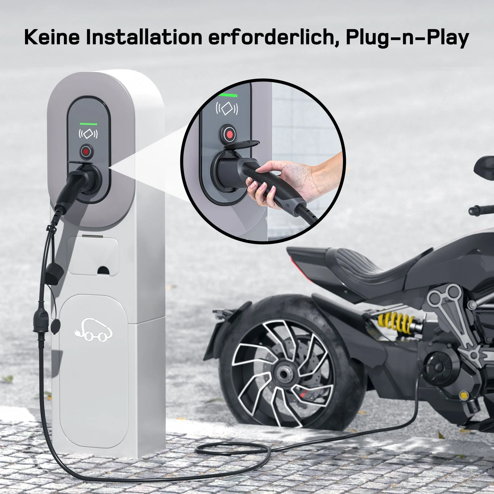 dé Ladeadapter Typ 2 Stecker auf Schuko Kupplung 16A – 5 Meter Ansicht 2