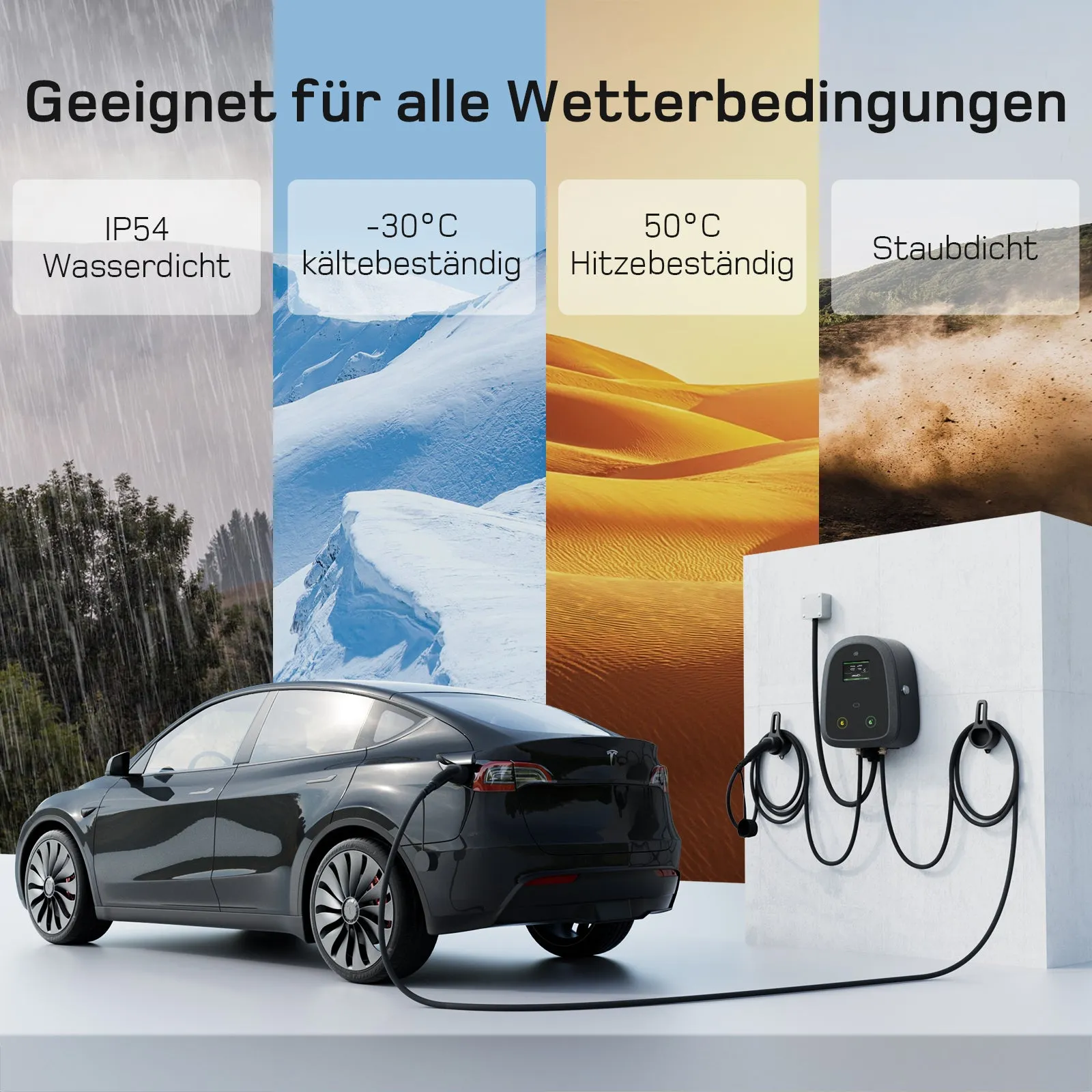 dé Dual Wallbox 2× 7,4 kW mit Doppel-Typ-2, App & RFID – 10 Meter Ansicht 5