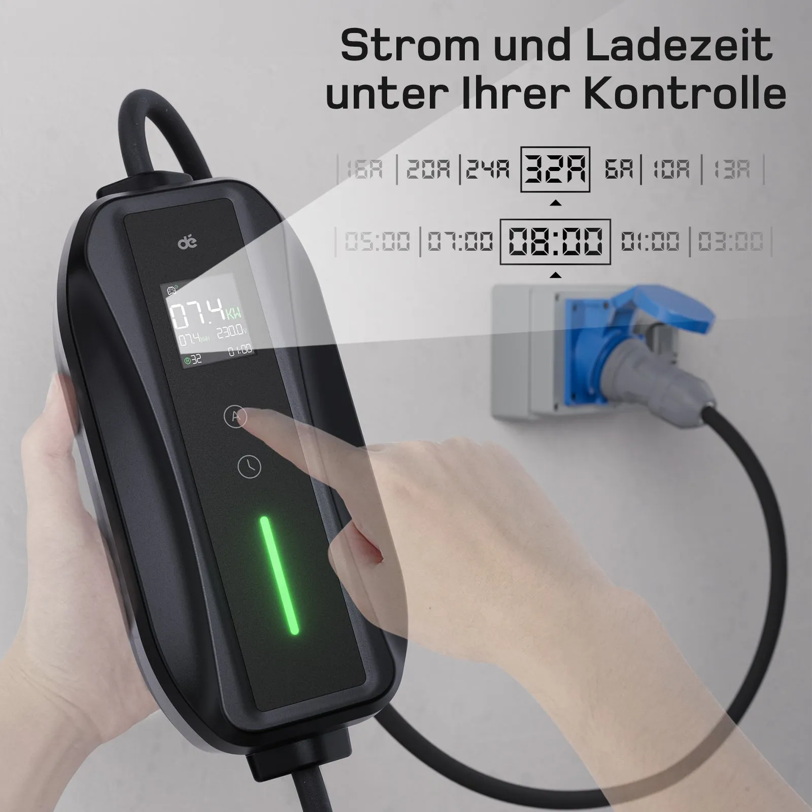 dé Ladekabel Typ 2 CEE 7,4kW T1 – 10 Meter Ansicht 4