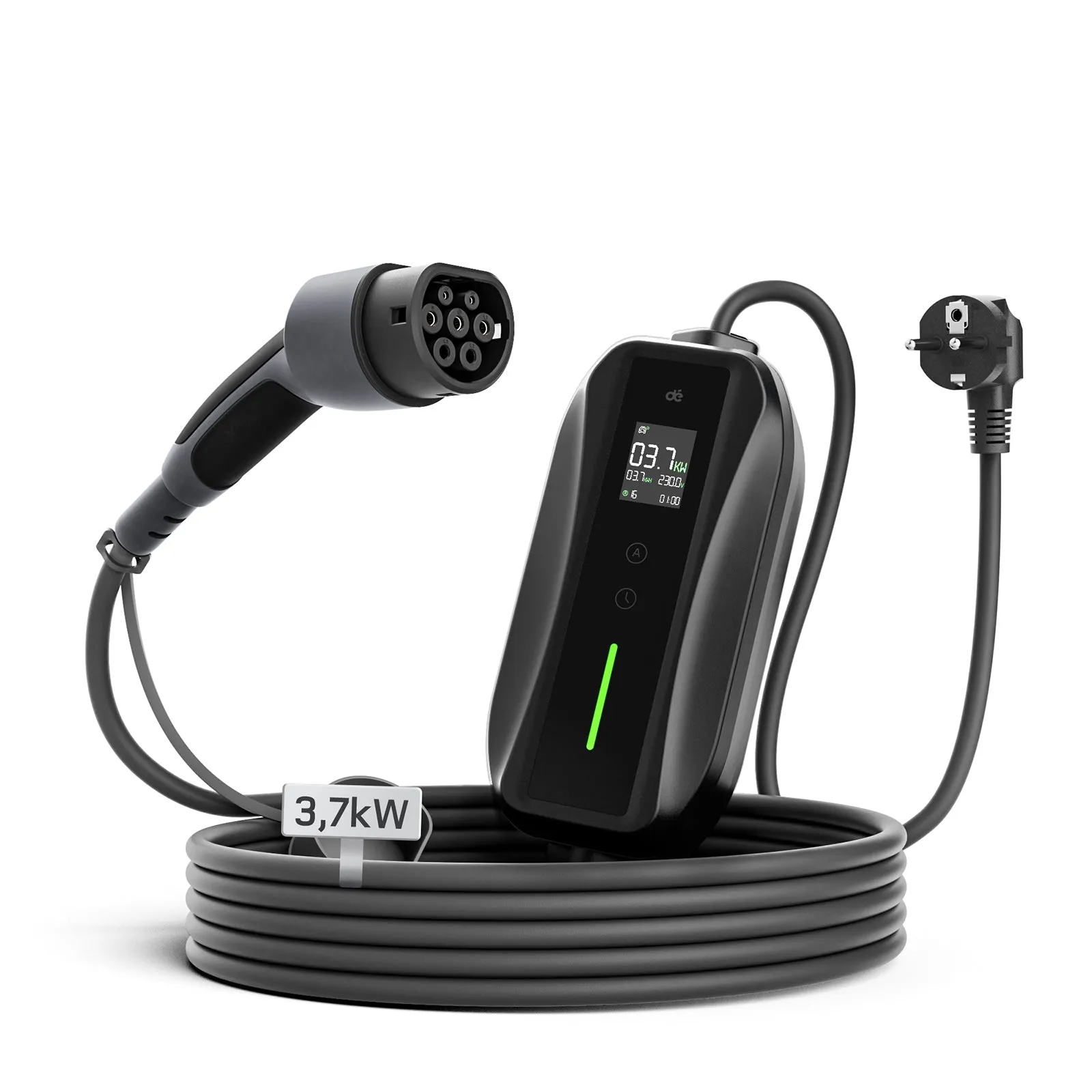 dé Mobiles Heimladegerät 3,7 kW Typ 2 auf Schuko mit App & Timer - Produktfoto