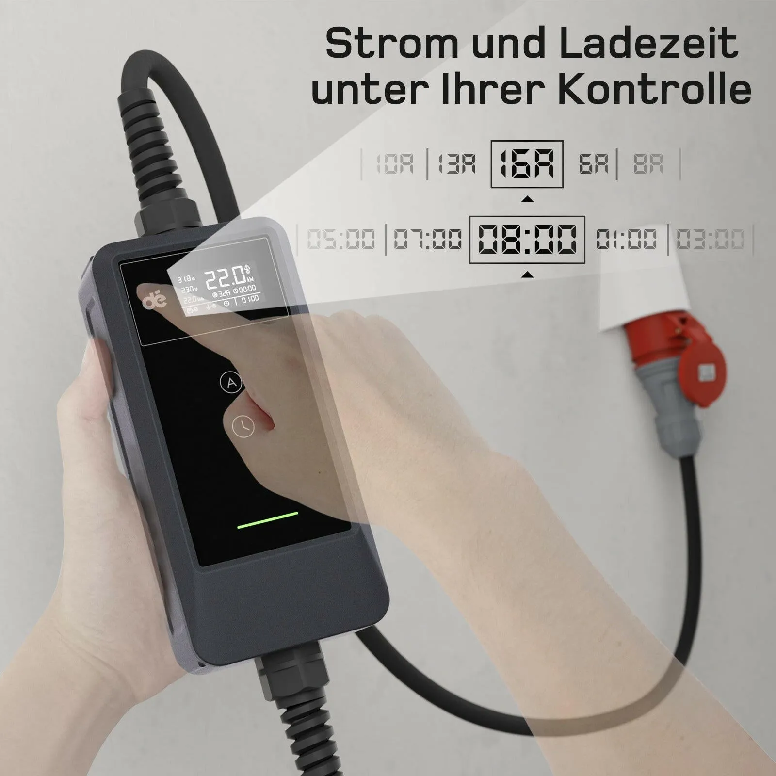 dé Mobile Wallbox 22 kW Typ 2 CEE 32A mit App – 10 Meter Ansicht 5