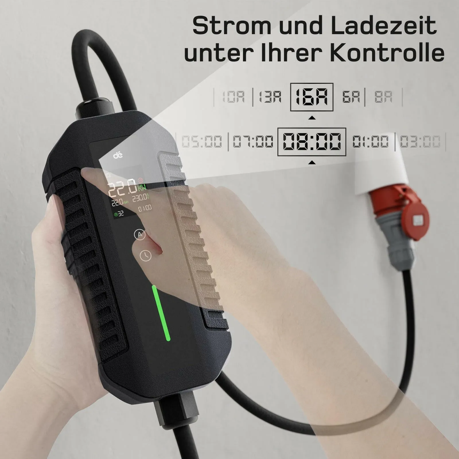 dé Mobile Wallbox 22 kW Typ 2 CEE 32A mit App – 15 Meter Ansicht 4